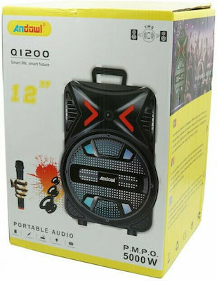 Andowl Karaoke-System mit einem Kabelgebundenen Mikrofon AN-Q1200 in Schwarz Farbe
