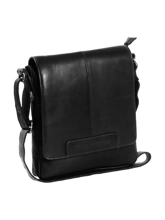 The Chesterfield Brand Leather Messenger Bag Bodin with Magnetic Clasp, Internal Compartments & Adjustable Strap Black 22x2x25cm