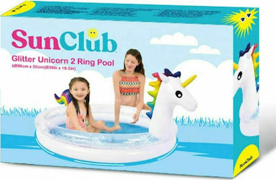 Sunclub Children's Pool Inflatable 2 Ring Unicorn with Glitter 99x99x50cm