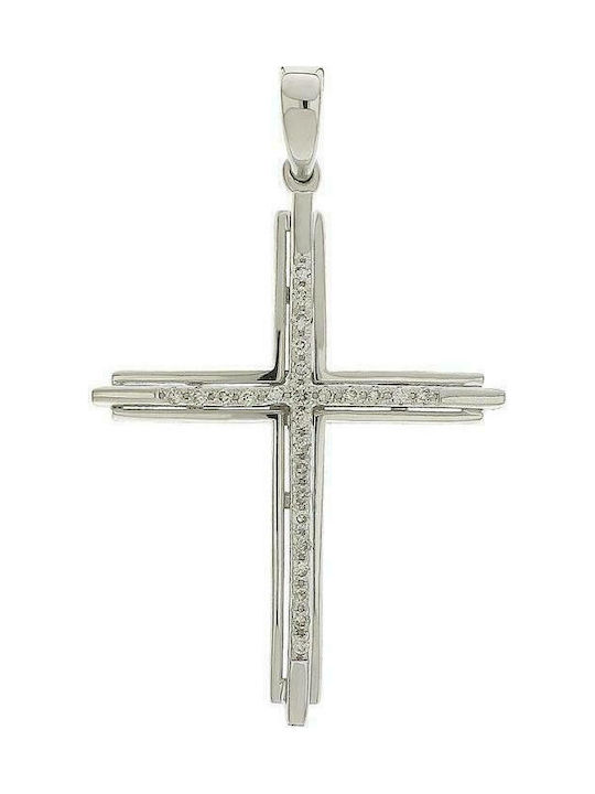 Q-Jewellery Women's White Gold Cross 18K