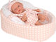 Munecas Arias Baby-Puppen-Set Baby im Korb mit Schnuller 26 cm.