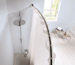 Kleine Wolke Duschstange U-Shaped Shower Curtain Rod Wall Mounted Aluminium Gray Ø25mm 220cm