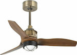 Faro Barcelona Just Fan Led 33428-10 Ceiling Fan 81cm with Light Old Gold/Wood