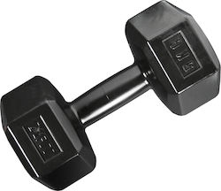 X-FIT Hexagon Dumbbell 1 x 5kg Πλαστικοποιημένο Βαράκι Μαύρο