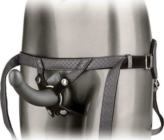 Calexotics The Royal UltraSoft Set Crotchless Strap On with Probe Harness με Dildo 19cm και Δόνηση σε Μαύρο Χρώμα