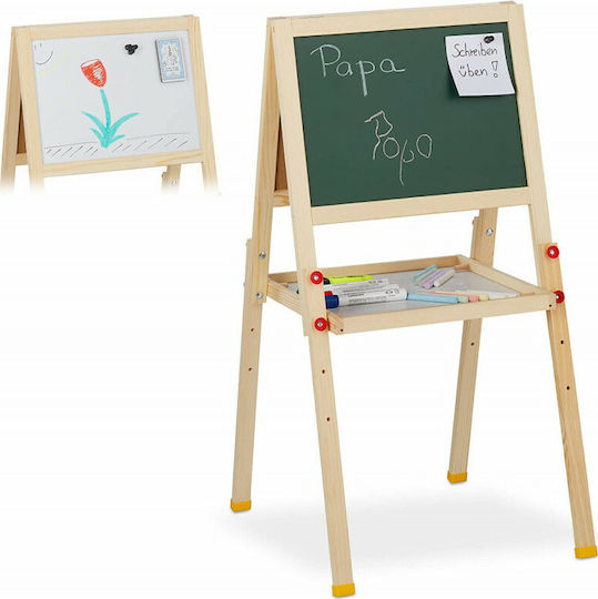 Relaxdays Tablă Markerboard / Tablă Neagră Față și Spate Tablă de Scris pentru Copii și Suporturi pentru Desenat 34x24cm