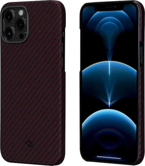 Pitaka MagCase Aramid Kevlar Back Cover Πλαστικό 0.65mm Black / Red Twill (iPhone 12 Pro Max)