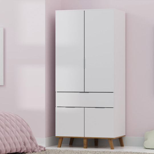 Neptune Double Door Wardrobe White-Sonoma 88x55x197cm
