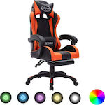 vidaXL 288012 Καρέκλα Gaming Δερματίνης με RGB Φωτισμό και Υποπόδιο Orange/Black