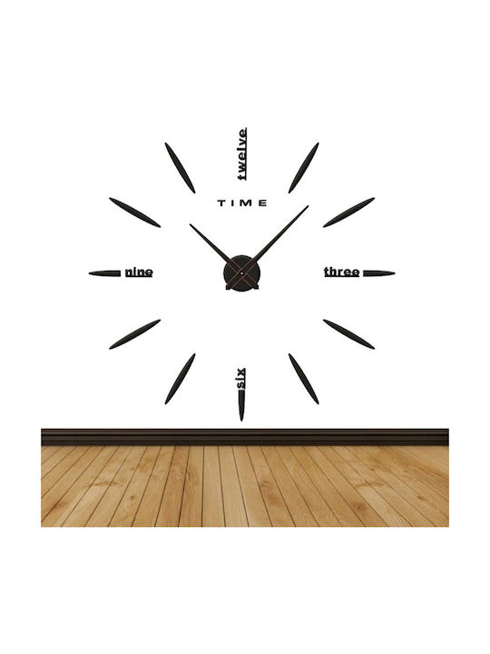 DiY Ρολόι Τοίχου Αυτοκόλλητο 3D Πλαστικό Μαύρο 120cm