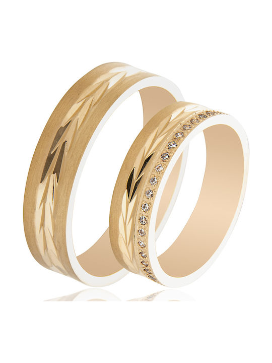 Maschio Femmina Famous In Love Wedding Ring of Yellow Gold 9K