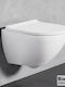 Bianco Ceramica Remo 52 Wandhängende Toilette Randlos mit Deckel Sanftes Schließen Weiße