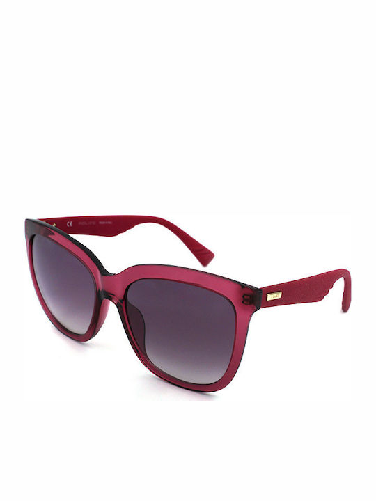 Police Women's Sunglasses with Burgundy Plastic Frame and Purple Gradient Lens