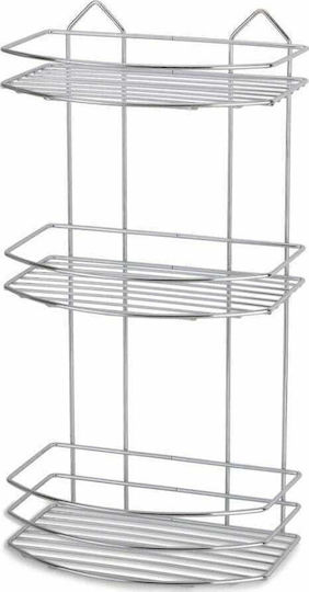 Viosarp An der Wand montiert Badezimmerregal Metallisch mit 3 Regalböden 24x15x47cm Silber