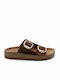 Fantasy Sandals Despoina Leather Women's Flat Sandals Anatomic in Brown Color