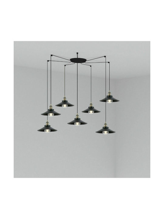 Faro Barcelona Pendant Chandelier for 7 Bulbs E27 Black