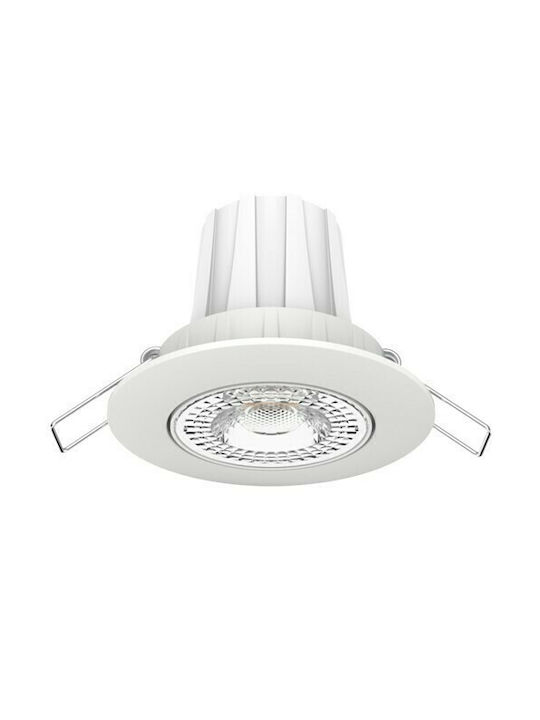 Elvhx Round Metallic Recessed Spot with Integrated LED and Natural White Light 8W 4000K White 8x8cm. 1pcs