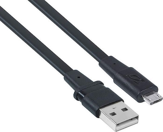 Rivacase Flat USB 2.0 to micro USB Cable Μαύρο 1.2m (6000)