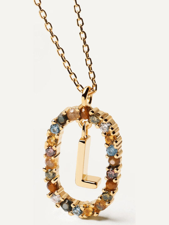 P D Paola Letter Collection "L" Monogram "L" from Gold Plated Silver with Pearls & Zircon