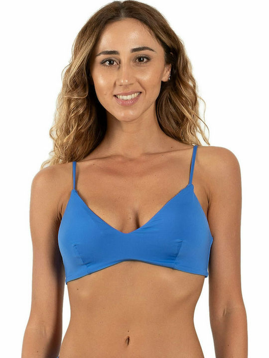 Blu4u Triangle Bikini Top with Adjustable Straps Blue