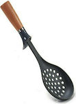 BigBuy Shallow Kitchen Spoon Colander Wooden Black 6cm 1pcs