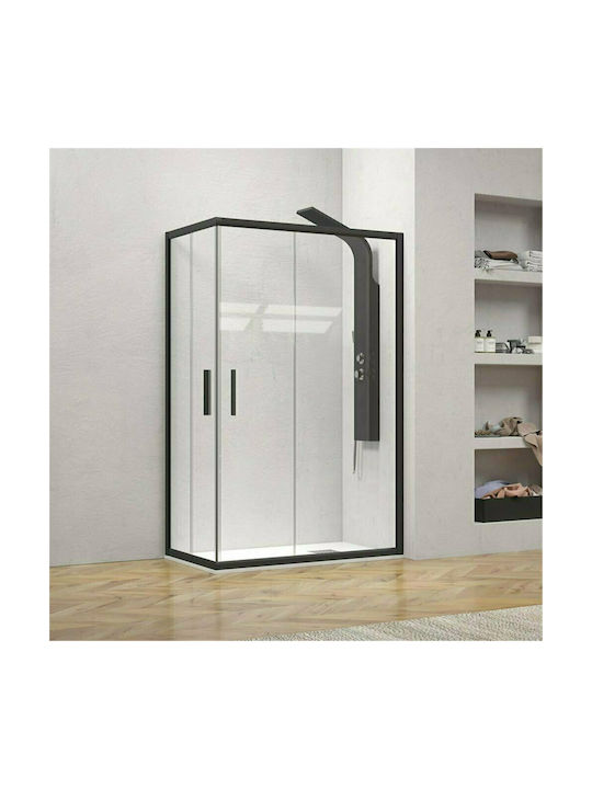 Karag Efe 100 NR-10 Cabin for Shower with Sliding Door 90x130x190cm Clear Glass Nero