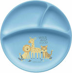 Stephen Joseph Baby Food Plate Zoo made of Silicone Light Blue