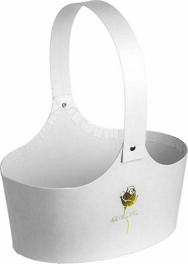 JK Home Decoration Декоративна кошница Хартия с дръжки Бял 21x9x9бр