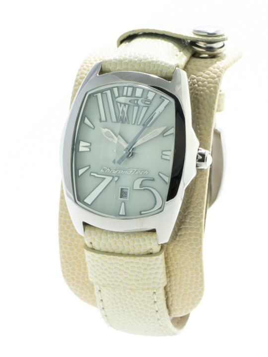 Chronotech Women's Watch with Beige Leather Strap