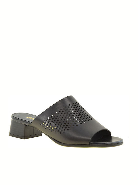 Ragazza Leather Mules with Chunky Low Heel in B...