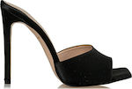 Envie Shoes Mules με Λεπτό Ψηλό Τακούνι σε Μαύρ...