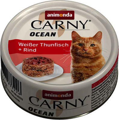 Animonda Carny Ocean Nasses Katzenfutter für Katze in Dose mit Rindfleisch und Thunfisch 80gr