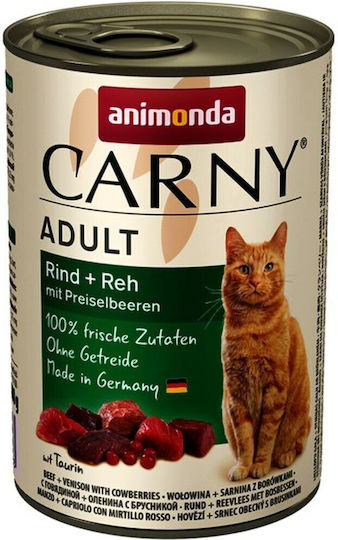 Animonda Carny Adult Wet Food for Adult Cats in Cans with Beef and Deer Grain-Free 400gr