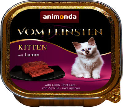 Animonda Vom Feinsten Kitten Nasses Katzenfutter für Katze in Tablett mit Lamm 100gr