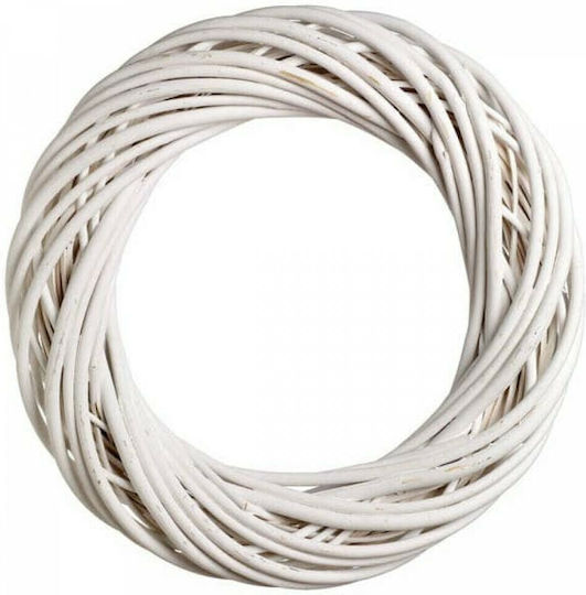 JK Home Decoration Ξύλινο Διακοσμητικό Στεφάνι για DIY Κατασκευές Λευκό 40x8εκ.