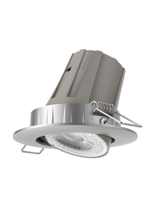 Elvhx Round Metallic Recessed Spot with Integrated LED and Warm White Light Silver 8x8cm. 1pcs