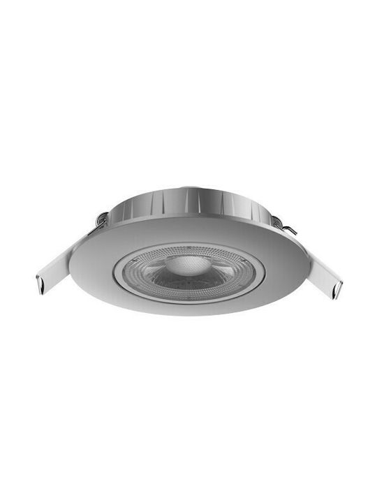 Elvhx Round Metallic Recessed Spot with Integrated LED and Natural White Light Silver 8x8cm. 1pcs