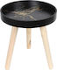 Round Wooden Side Table Μαύρο - Χρυσό L30xW30xH33cm