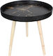 Rund Beistelltisch Holz Black - Gold L45xB45xH48cm