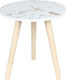 Round Wooden Side Table Λευκό Χρυσό L39.5xW39.5xH44cm