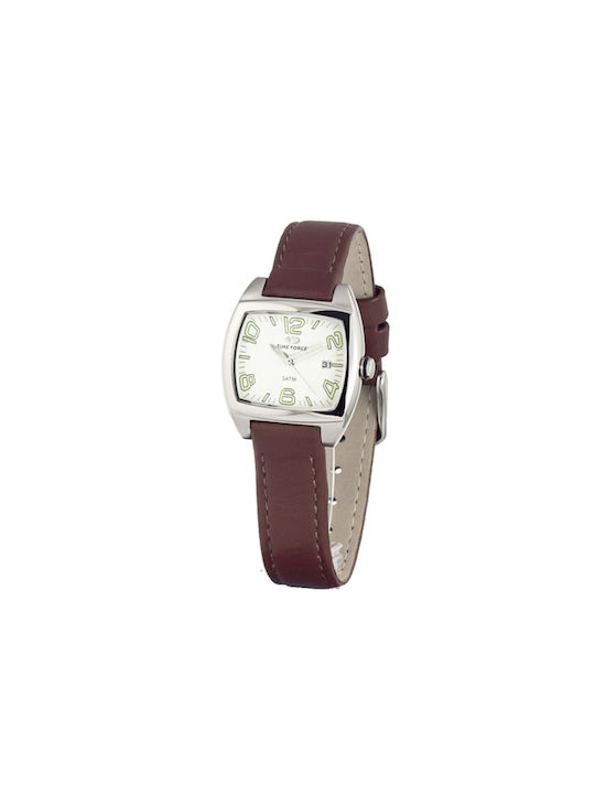 Time Force Watch with Brown Leather Strap