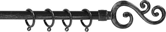 Keskor Extendable Metallic Curtain Pole 02089 Single 120-210cm Black 89329