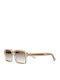 Unisex Sonnenbrille mit Beige Kunststoff Gestell und Gray Verlaufsfarbe Linse