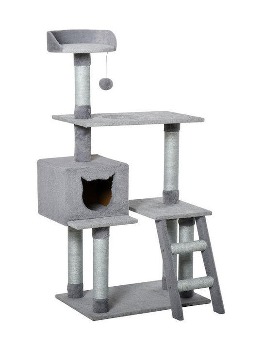 Pawhut Cat Scratching Post Cat Trees Gray 60.5x40x124cm.