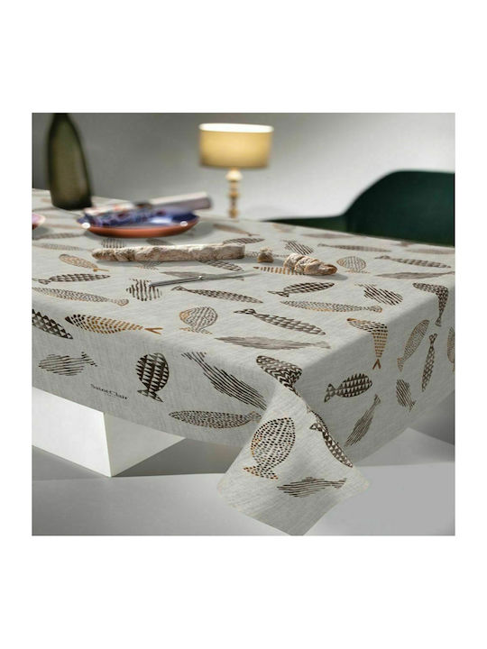 Saint Clair 1034 Polyester Stain Resistant Tablecloth Natural 145x220cm