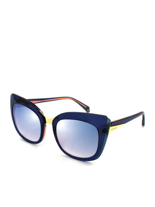 Borbonese Women's Sunglasses with Blue Plastic Frame and Blue Mirror Lens BES902 02