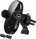 Usams CD131 Car Mobile Mount with Adjustable Hooks and Wireless Charging Black