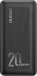 Dudao K12PQ+ Power Bank 20000mAh 20W με 2 Θύρες USB-A και Θύρα USB-C Quick Charge 3.0 Μαύρο