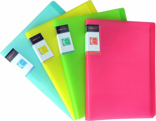 Salko Paper Clipboard Flexible with 60 plastic sleeves Slides for Paper A4 (Μiscellaneous colours) 1pcs