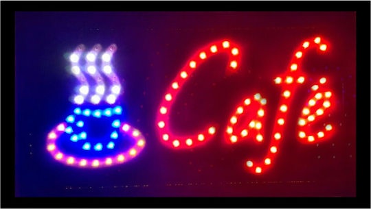 Cafe Πινακίδα LED με Κίνηση Μονής Όψης 47x25cm